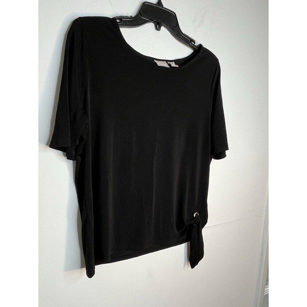 Chicos Black Tie Front slv blouse  1 Top M 6 8